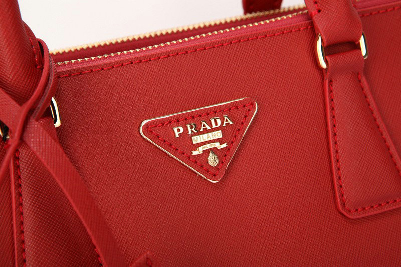 2014 Prada saffiano calfskin 30cm tote BN1801 red - Click Image to Close